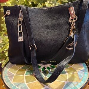 Michael Kors Black Shoulder Bag with Gold Accents